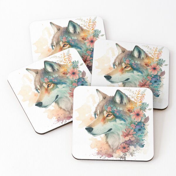 Item preview, Wolf with Flowers designed and sold by UtterlyCutterly.