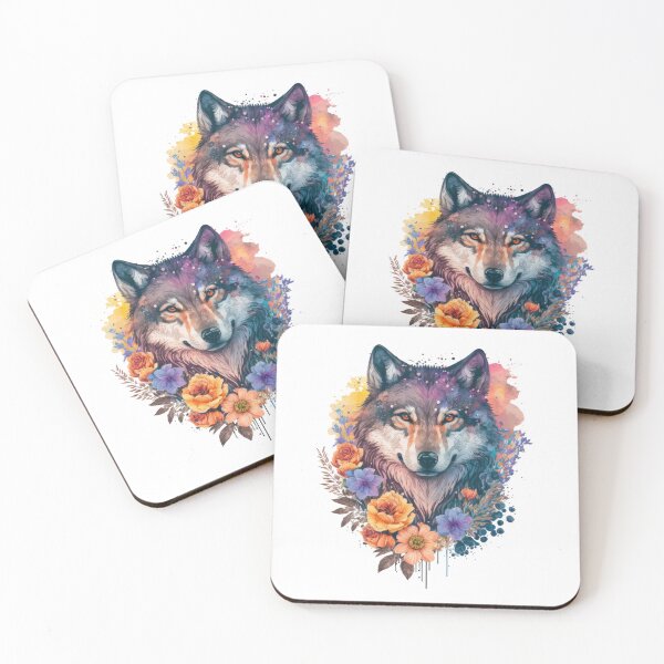 Item preview, Wolf with Flowers designed and sold by UtterlyCutterly.