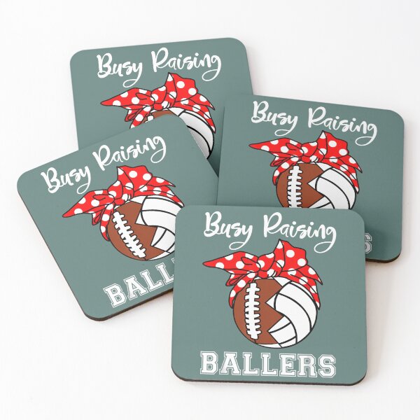 Item preview, Busy Raising Ballers Funny Football Volleyball Mom 		 designed and sold by hmistpldw17.
