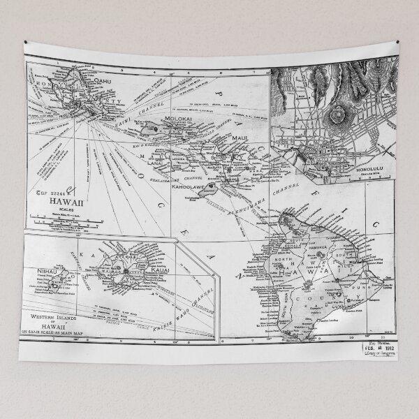 Item preview, Vintage Map of Hawaii (1912) BW  designed and sold by BravuraMedia.