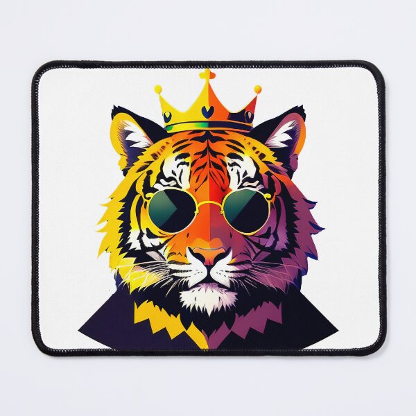 Item preview, Cool tiger in sunglasses wearing a crown. Vibrant colors designed and sold by Harmonysens.