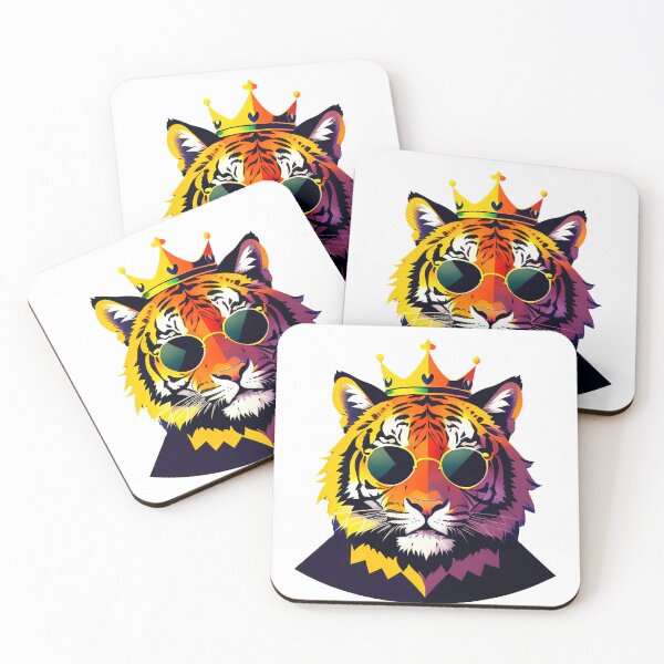Item preview, Cool tiger in sunglasses wearing a crown. Vibrant colors designed and sold by Harmonysens.