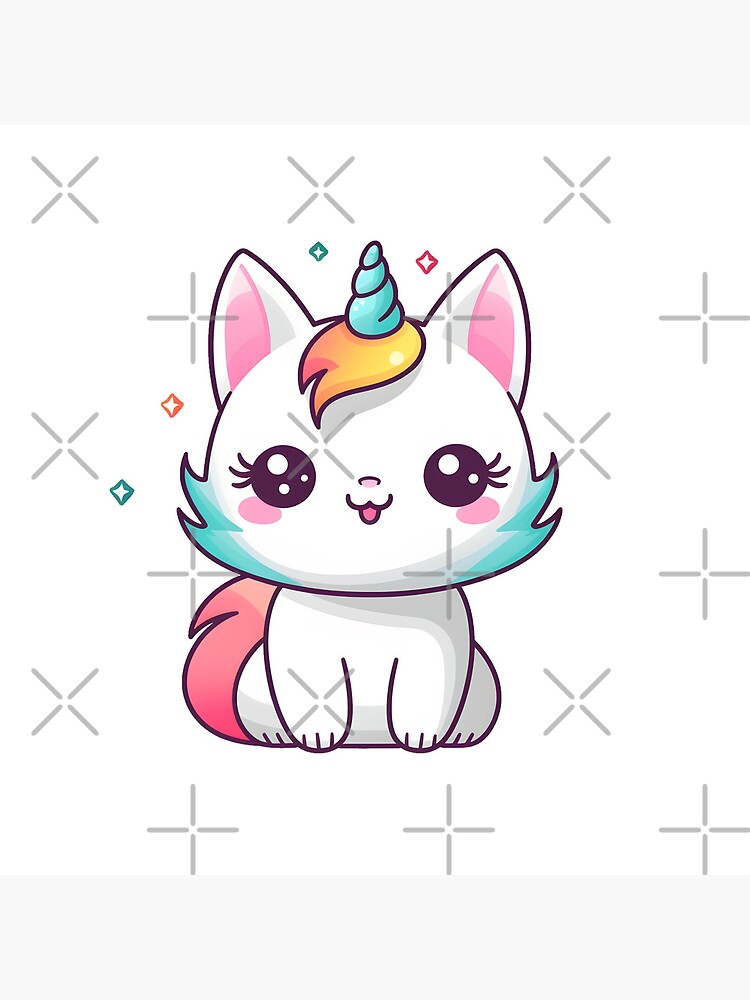 Kawaii Caticorn Unicorn Cat Pillow for Sale by Sereneluna Redbubble