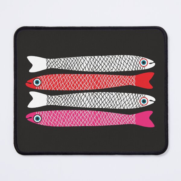 Item preview, ANCHOVIES Bright Graphic Fun Groovy Fish in White Red Pink - UnBlink Studio by Jackie Tahara designed and sold by Jackie Tahara of UnBlink Studio.