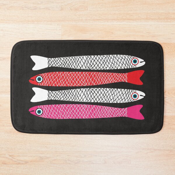 Item preview, ANCHOVIES Bright Graphic Fun Groovy Fish in White Red Pink - UnBlink Studio by Jackie Tahara designed and sold by Jackie Tahara of UnBlink Studio.