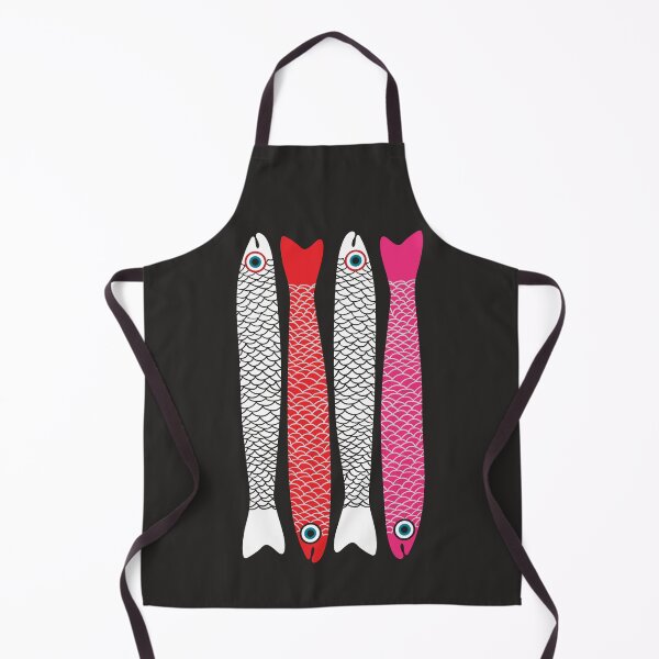 Item preview, ANCHOVIES Bright Graphic Fun Groovy Fish in White Red Pink - UnBlink Studio by Jackie Tahara designed and sold by Jackie Tahara of UnBlink Studio.