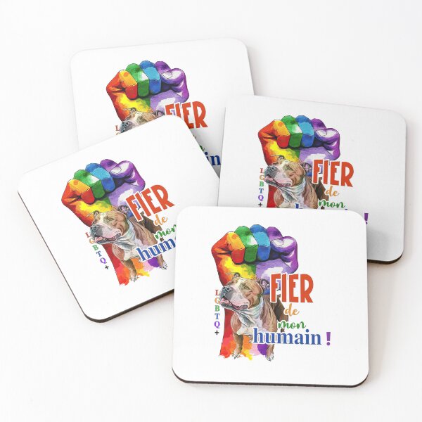 Item preview, American Staffordshire Terrier dog (am staff, amstaff or staff), Proud of my human, LGBTQ+ for Terrier dog lovers, in French designed and sold by isaweb.