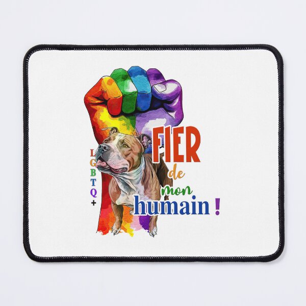 Item preview, American Staffordshire Terrier dog (am staff, amstaff or staff), Proud of my human, LGBTQ+ for Terrier dog lovers, in French designed and sold by isaweb.