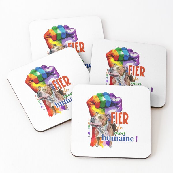 Item preview, American Staffordshire Terrier dog (am staff, amstaff or staff), Proud of my human, LGBTQ+ for Terrier dog lovers, in French designed and sold by isaweb.