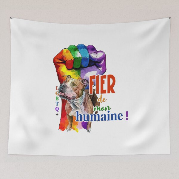 Item preview, American Staffordshire Terrier dog (am staff, amstaff or staff), Proud of my human, LGBTQ+ for Terrier dog lovers, in French designed and sold by isaweb.