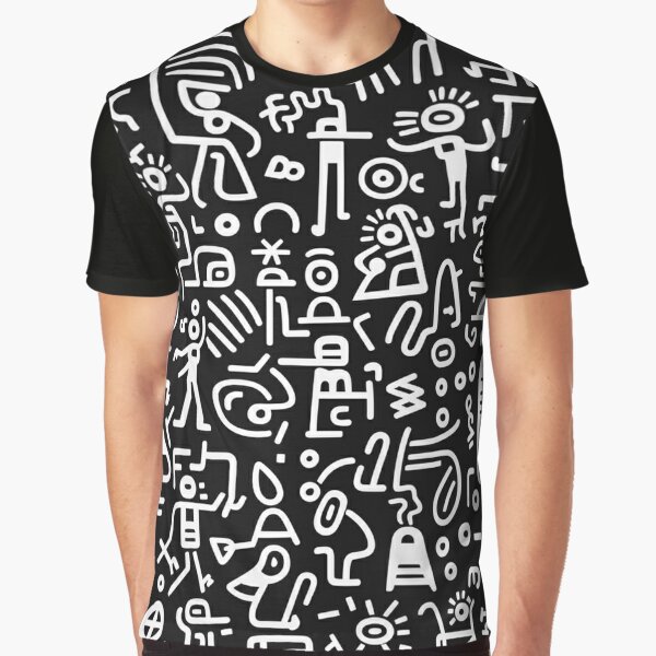  "A Compass of Hope: A Black and White Pattern to Inspire Optimism and Unity with Keith Haring's Bold Style" Graphic T-Shirt