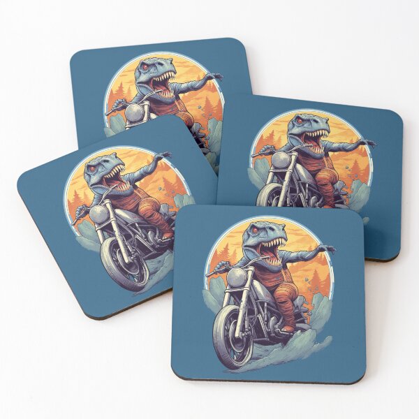 Item preview, Forest Adventure: Bluish Motorcycling T-Rex designed and sold by Zandalus.