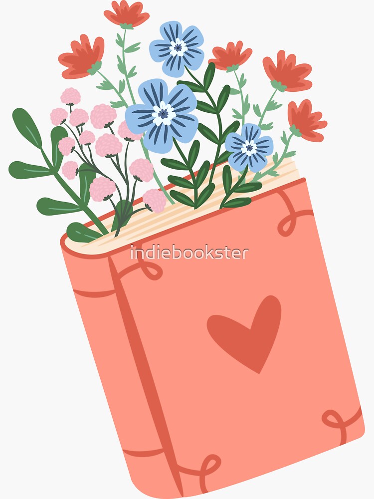 "book with flowers" Sticker for Sale by indiebookster | Redbubble