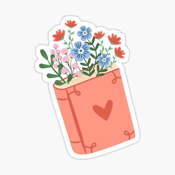 "book with flowers" Sticker for Sale by indiebookster | Redbubble