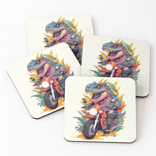 Item preview, Leafy Ride: Colorful Motorcycling T-Rex designed and sold by Zandalus.
