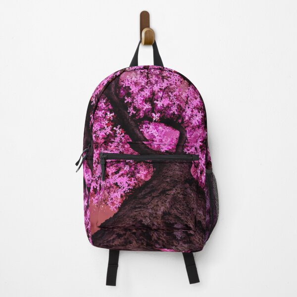 Item preview, Digital Photograph Painting Nature Bright Pink Magenta Cherry Tree under Red Orange Sunset Sky designed and sold by ARTbyABACCUS.
