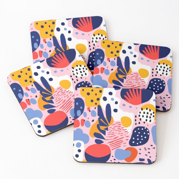 Item preview, Whimsical abstract pattern - pink, blue, gold designed and sold by PopCutie.