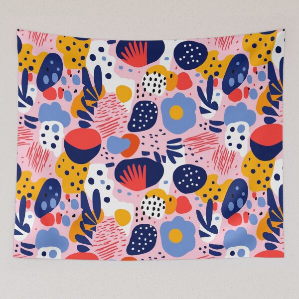 Item preview, Whimsical abstract pattern - pink, blue, gold designed and sold by PopCutie.