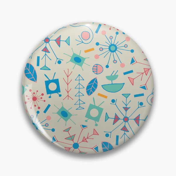 Item preview, ATOMIC Mid-Century Modern Retro Scattered Abstract in Turquoise Blue Red Pink Yellow on Cream - UnBlink Studio by Jackie Tahara designed and sold by Jackie Tahara of UnBlink Studio.