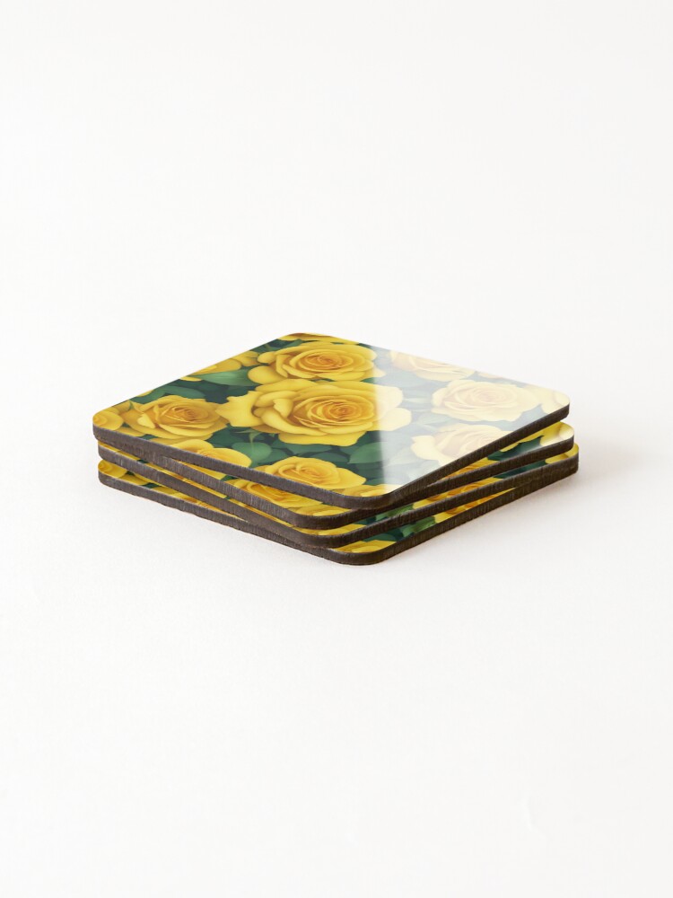 Thumbnail 4 of 5, Coasters (Set of 4), Yellow Roses designed and sold by CheesyTees.
