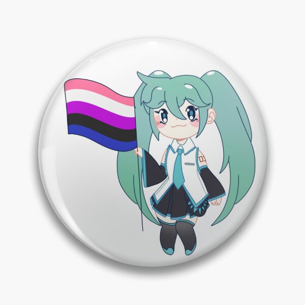 Aperçu de l'œuvre Hatsune Miku Drapeau Chibi Autocollant Genderfluid Pride créée et vendue par Pyrothlets.