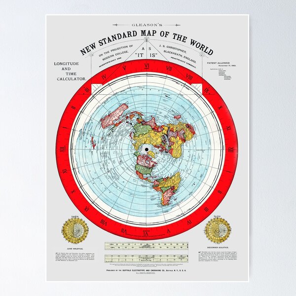 Item preview, Flat Earth Map - Alex Gleason 1892 designed and sold by MtWoodsonSales.