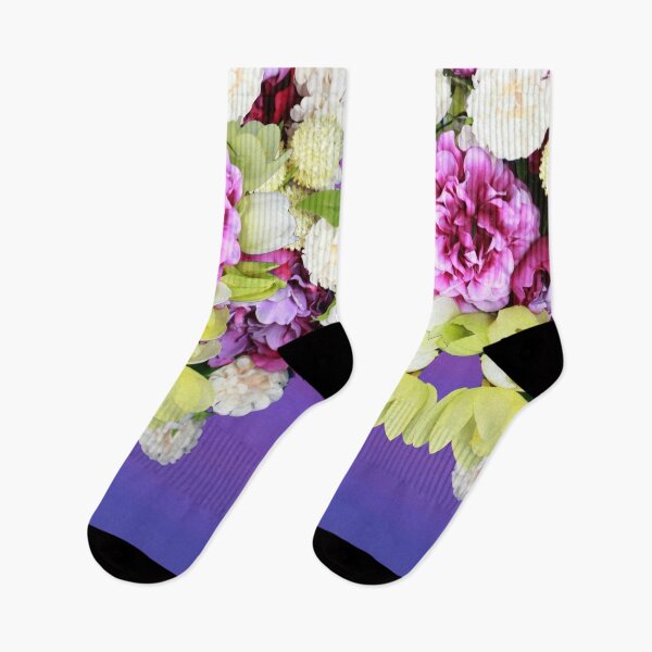 Item preview, Purple White Tulips Carnations Floral Arrangment designed and sold by BGGretchen.