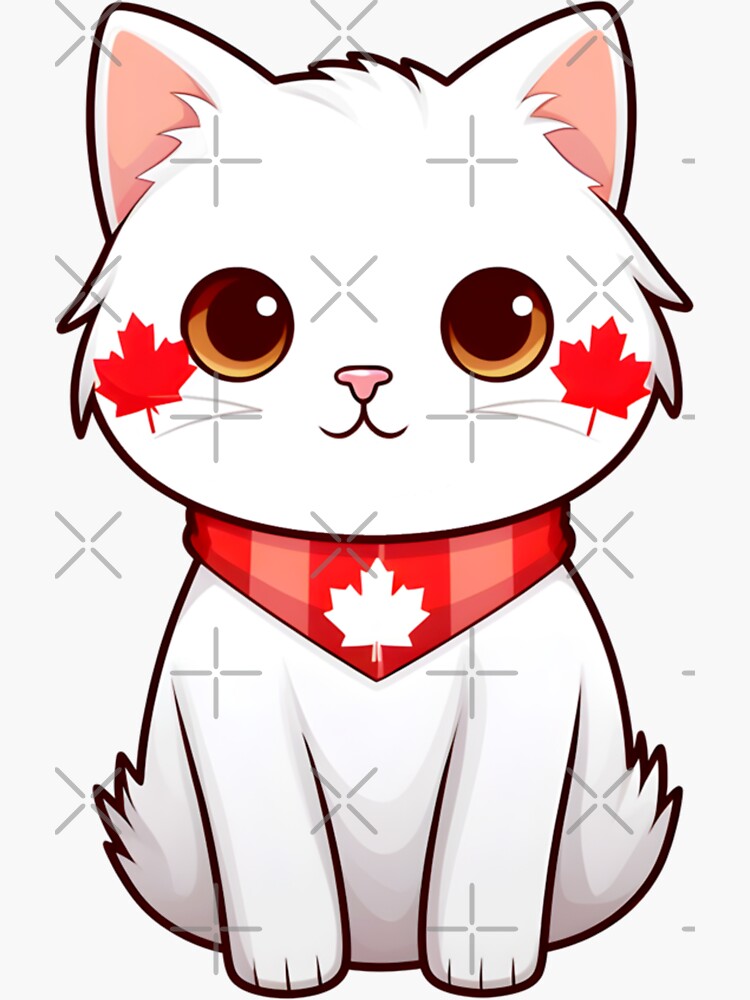 Cute Cat Celebrating Canada Day  Sticker for Sale by Sereneluna