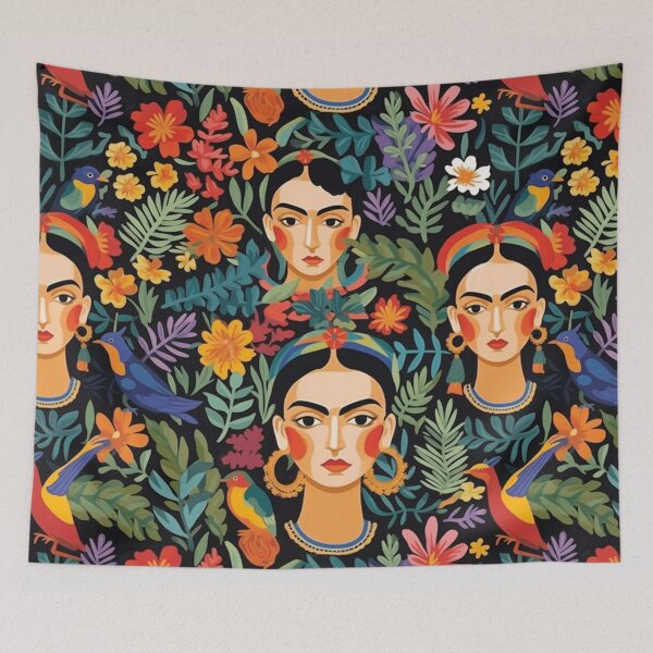 Item preview, "Vibrant Tapestry: A Kaleidoscope of Colors and Intricate Details Inspired by Frida Kahlo's Artistic Legacy" designed and sold by SBD-Shop.