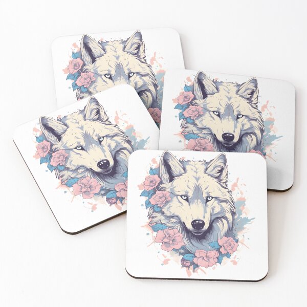 Item preview, Cute Wolf with Flowers | Nature-inspired Art designed and sold by AdventurerPack.