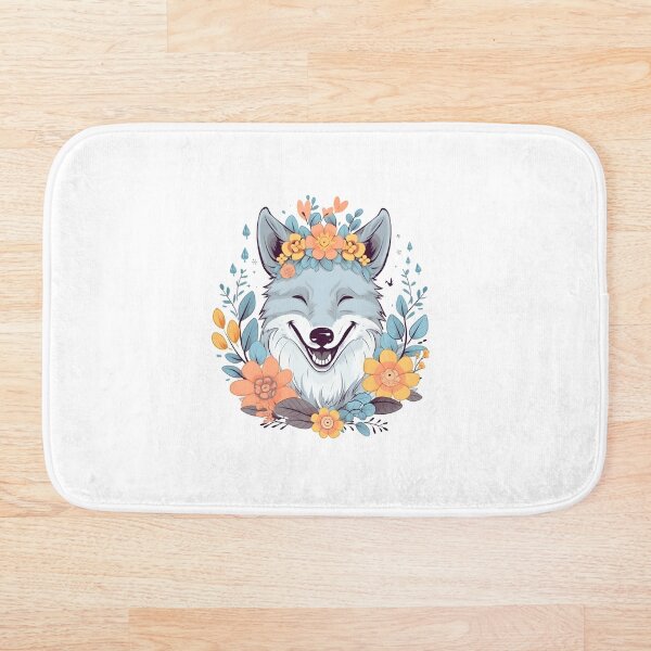 Item preview, Cute Wolf with Flowers | Nature-inspired Art designed and sold by AdventurerPack.