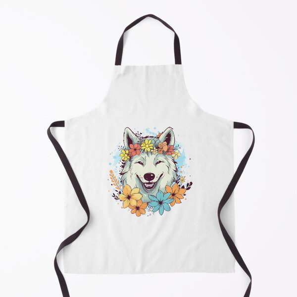 Item preview, Cute Wolf with Flowers | Nature-inspired Art designed and sold by AdventurerPack.