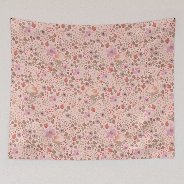 Item preview, Watercolor Floral - Brown Pink designed and sold by KBurnsArt.