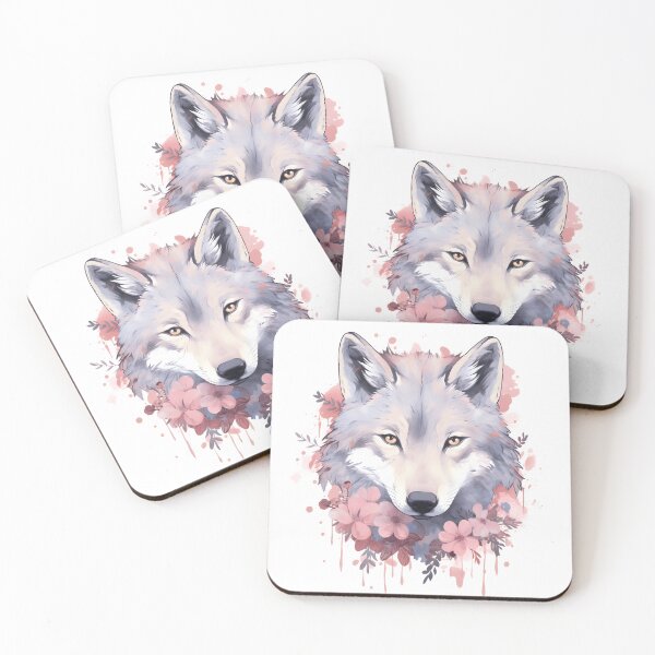Item preview, Watercolor Wolf with Flowers | Nature-inspired Art designed and sold by AdventurerPack.