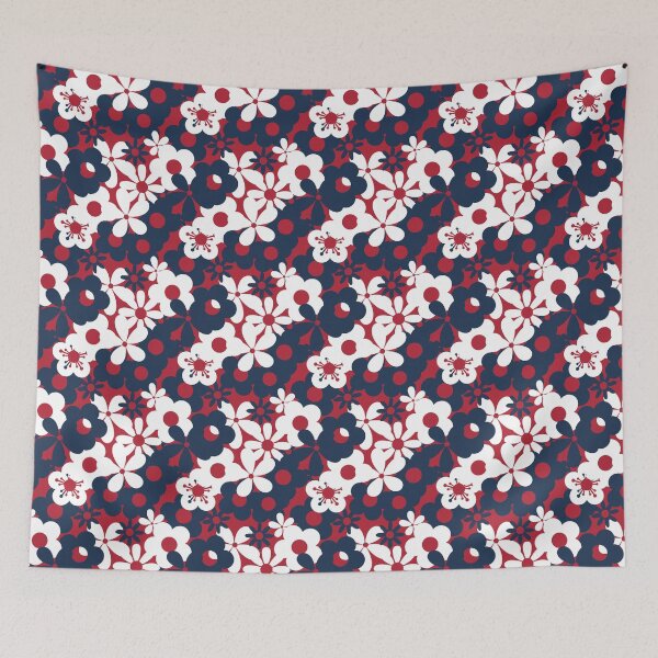 Item preview, American Red White n Blue Flower Power Seamless Pattern Print designed and sold by ClaudiaFlores.
