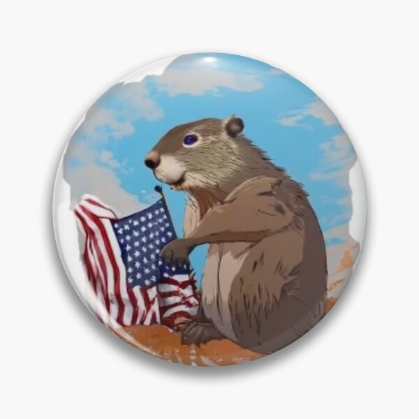 Item preview, Groundhog holding an usa flag designed and sold by GroundhogMs.