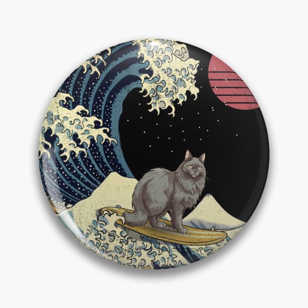 Item preview, Nebelung Cat Kanagawa Japanese Surfing Wave designed and sold by rafaeltto.