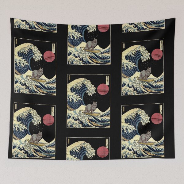 Item preview, Nebelung Cat Kanagawa Japanese Surfing Wave designed and sold by rafaeltto.