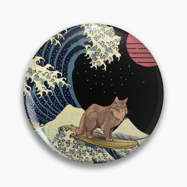 Item preview, Norwegian Forest Cat Kanagawa Japanese Surfing Wave designed and sold by rafaeltto.
