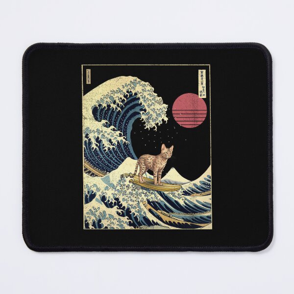 Item preview, Ocicat Cat Kanagawa Japanese Surfing Wave designed and sold by rafaeltto.
