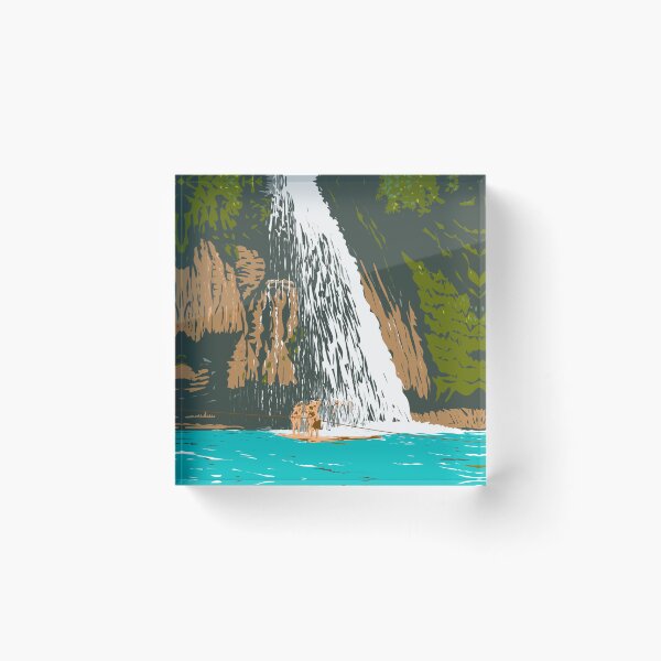 Item preview, Kawasan Falls in Barangay Matutinao Badian Cebu Philippines WPA Art Deco Poster designed and sold by patrimonio.
