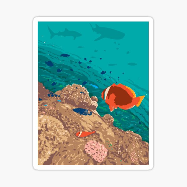 Artikel-Vorschau von Roter Anemonenfisch oder australischer Clownfisch in Oslob Cebu Philippinen WPA Art Deco Poster, designt und verkauft von patrimonio.