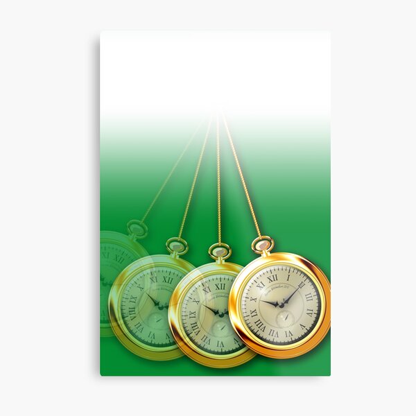 Green Hypnosis Swinging Pocket Watch Design Metal Print