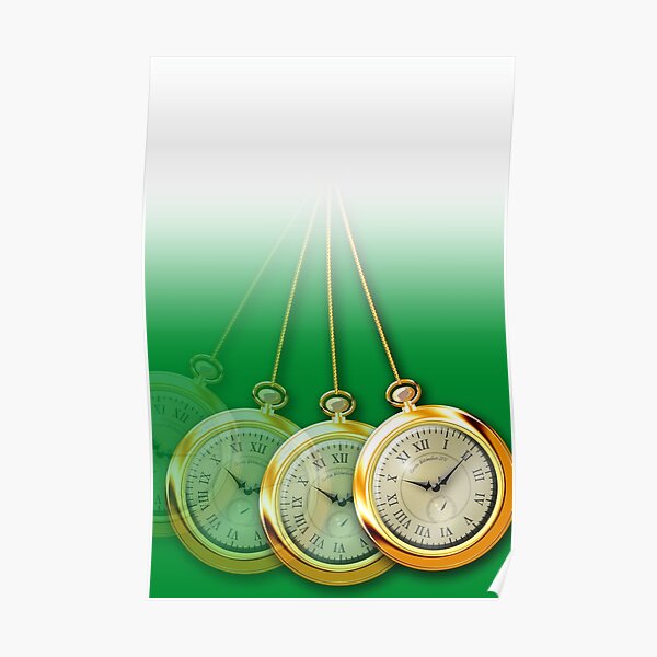 Green Hypnosis Swinging Pocket Watch Design Poster