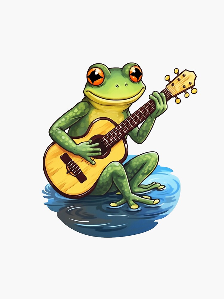 Cute Frog Playing a Guitar  Sticker for Sale by wildflowerlane