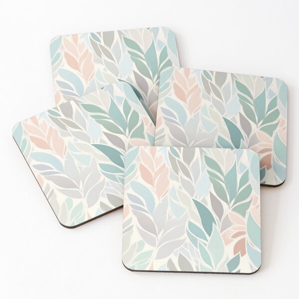 Item preview, Retro leaves art pattern in a clear soft pastel background designed and sold by imagenia.