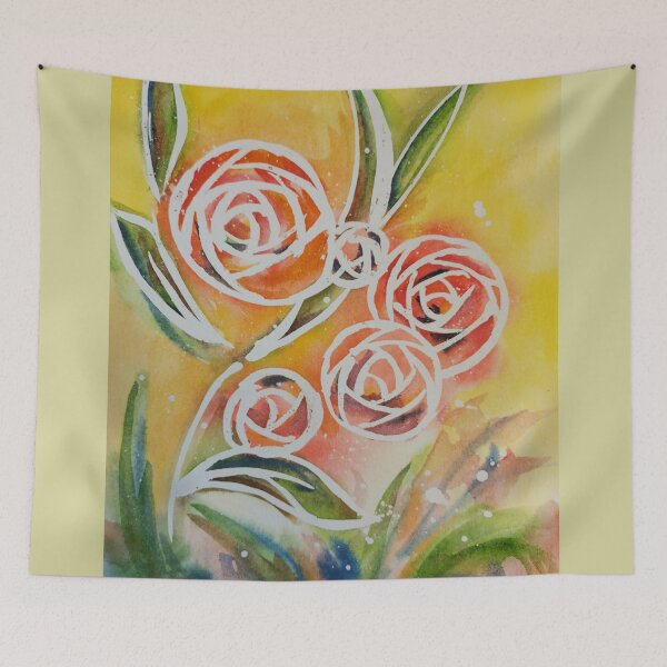 Item preview, Roses my heart, watercolor painting, Redbubble fashion and home accessories by Winnie Tam designed and sold by Winnie Tam.
