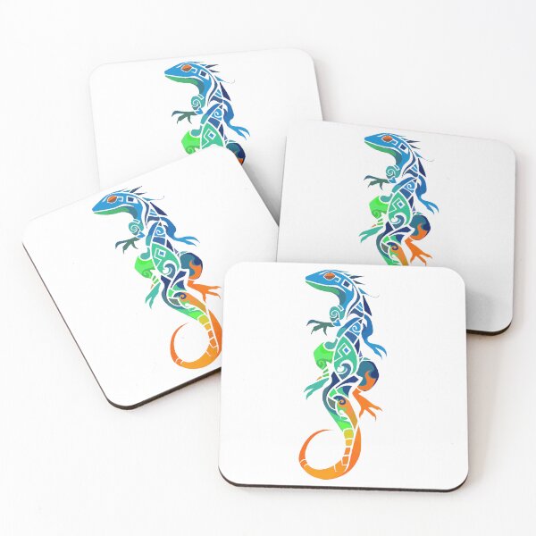 Item preview, Colorful lizard with tribal motif designed and sold by etherElric.