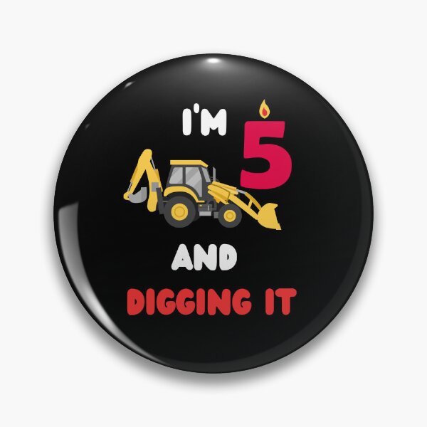 Item preview, Funny Birthday Boy I'm 5 And Digging It Construction Trucks designed and sold by MagicSD Designs.