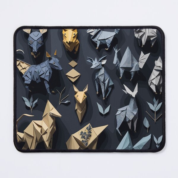 Item preview, Origami Menagerie: Playful Pattern of Paper-Folded Animals - Digital Print designed and sold by safine7374.